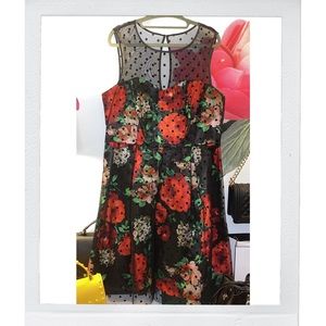 STUDIO ONE Polka Dot Floral Dress